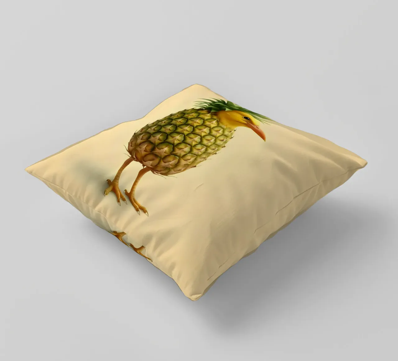 Ananas Bird Art - Design di frutta tropicale cuscino da Fruit Fusion Creatures