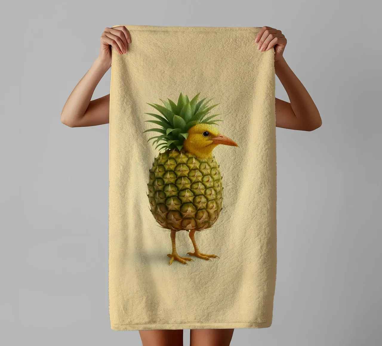Ananas Bird Art - Design di frutta tropicale asciugamano da bagno da Fruit Fusion Creatures