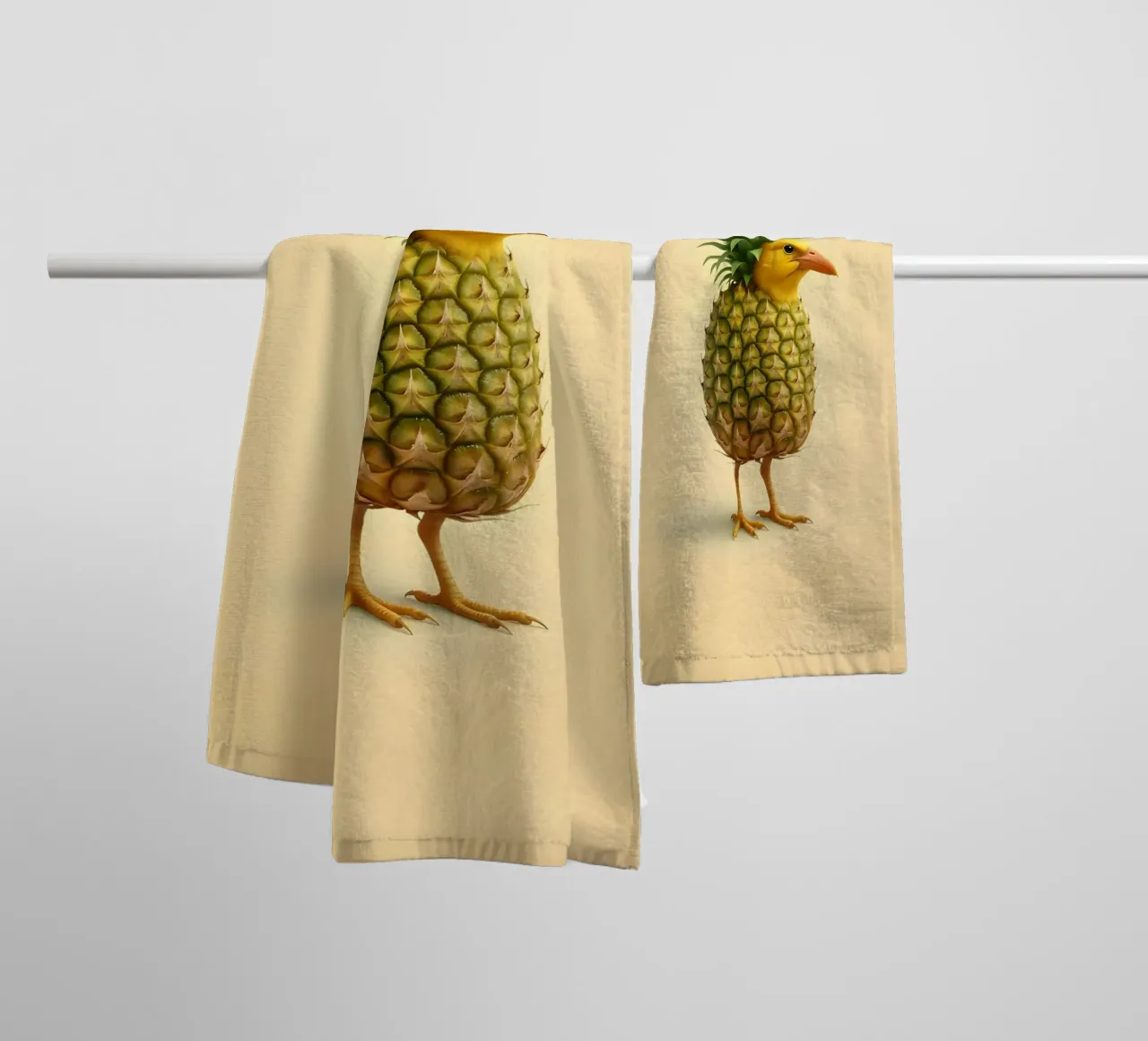 Ananas Bird Art - Design di frutta tropicale asciugamano da bagno da Fruit Fusion Creatures