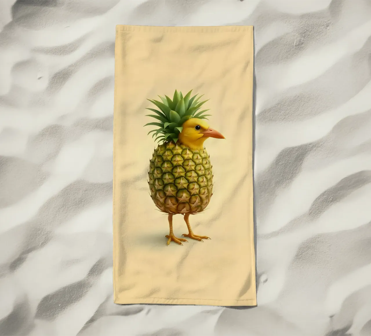 Ananas Bird Art - Design di frutta tropicale telo mare da Fruit Fusion Creatures
