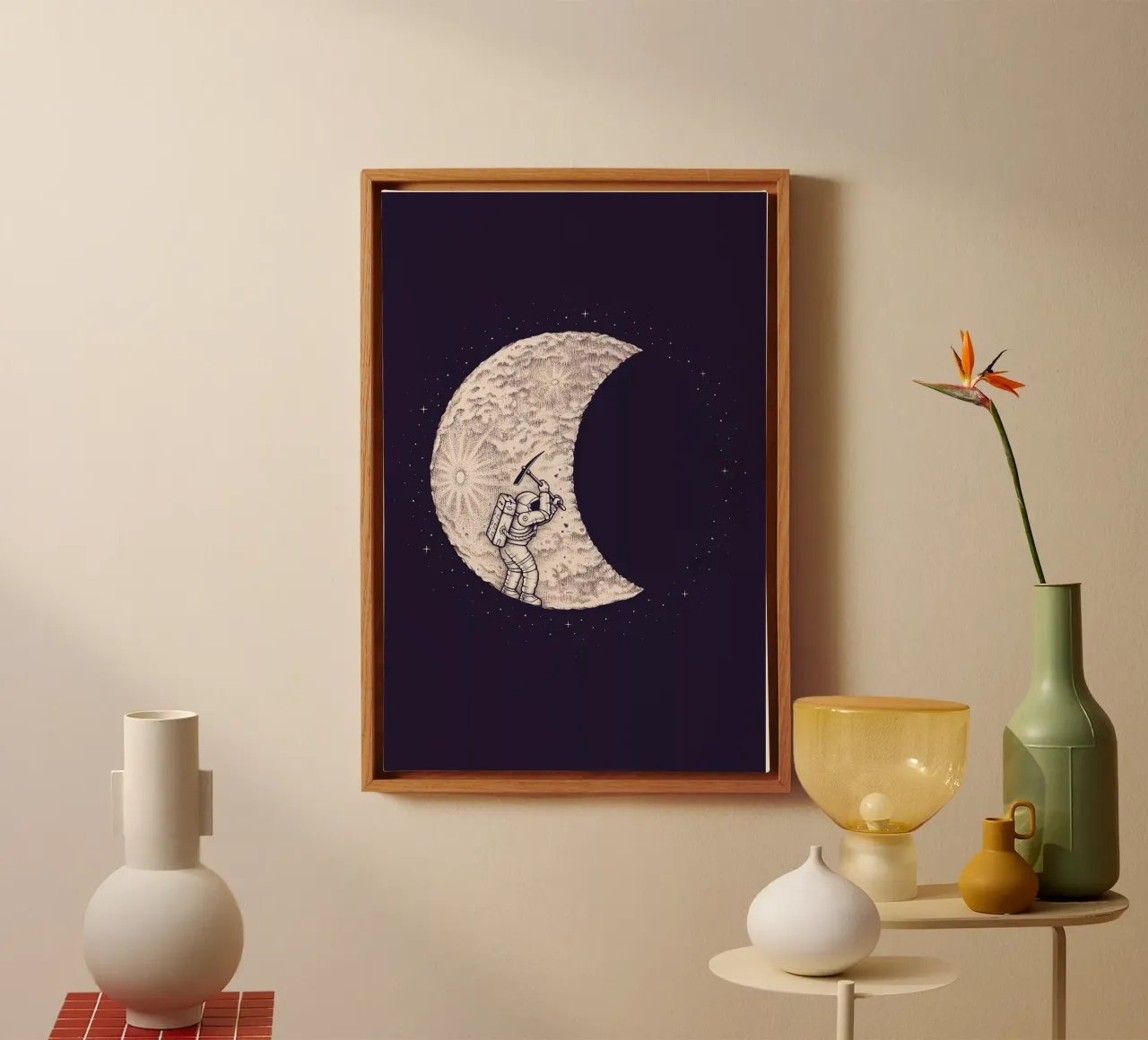 Enkel Dika - Lunar Ecavation tela con Cornice a cassetta da The Artcircle