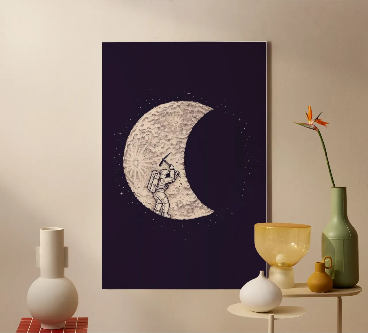 Enkel Dika - Lunar Ecavation tela con Cornice a cassetta da The Artcircle