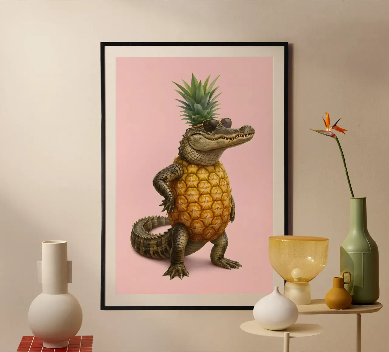 Cool Pineapple Gator With Sunglasses | Fun Tropical Art Poster von Fruit Fusion Creatures