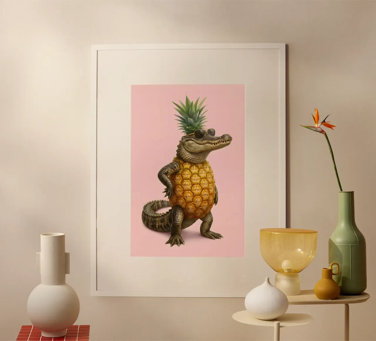 Cool Pineapple Gator With Sunglasses | Fun Tropical Art Poster von Fruit Fusion Creatures