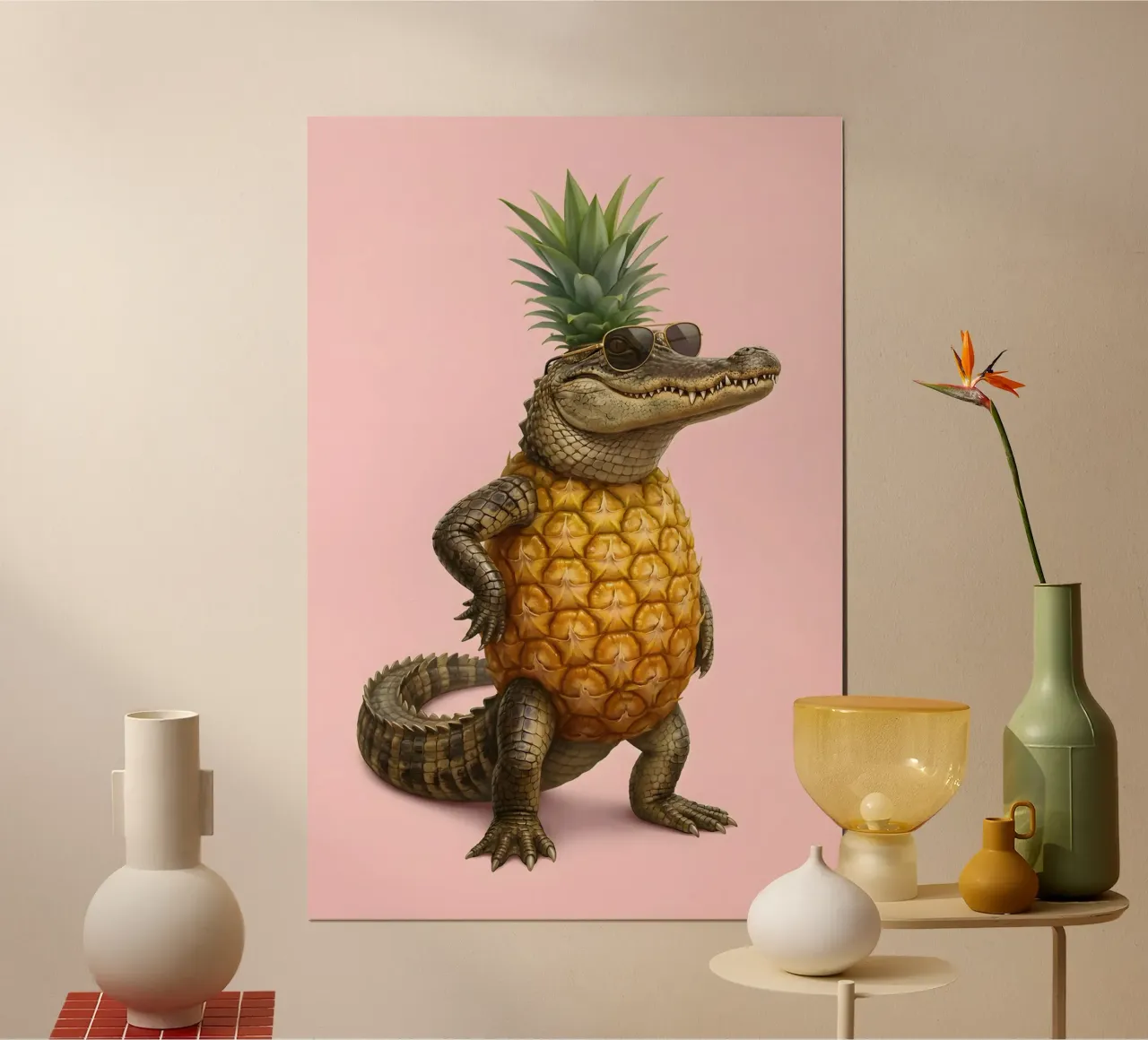 Cool Pineapple Gator With Sunglasses | Fun Tropical Art Poster von Fruit Fusion Creatures