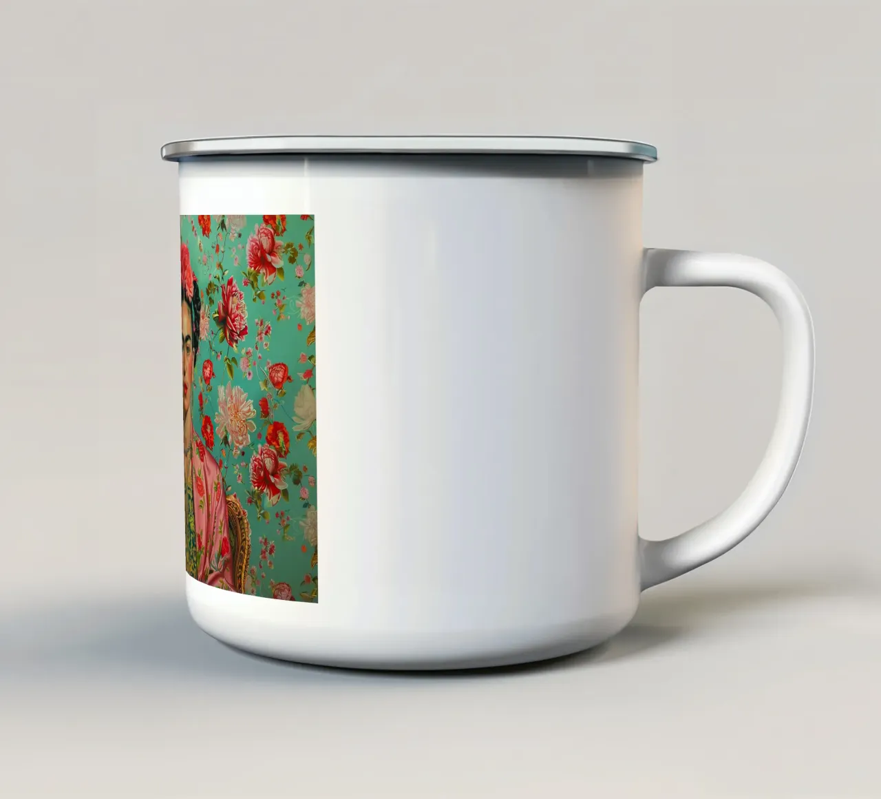 Frida Kahlo "Emotional Canvas" tazza in smalto da Fantasias Florales