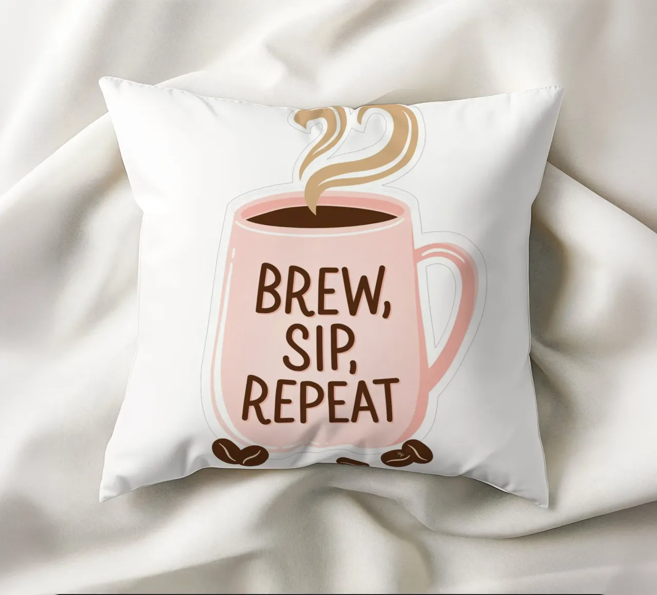 Kaffeetasse zum Aufbrühen, Schlürfen und Wiederholen Kissen von Martina