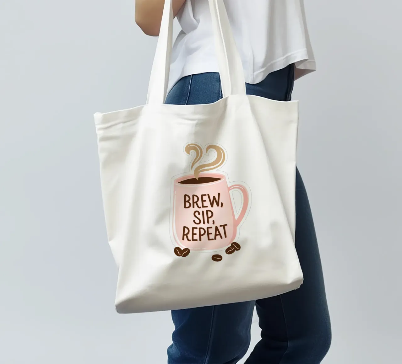 Tazza da caffè "Brew, Sip, Repeat". borsa in juta da Martina