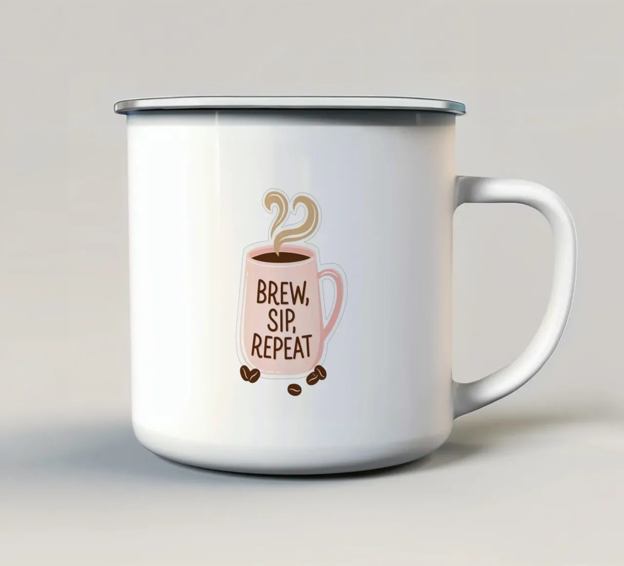 Tazza da caffè "Brew, Sip, Repeat". tazza in smalto da Martina
