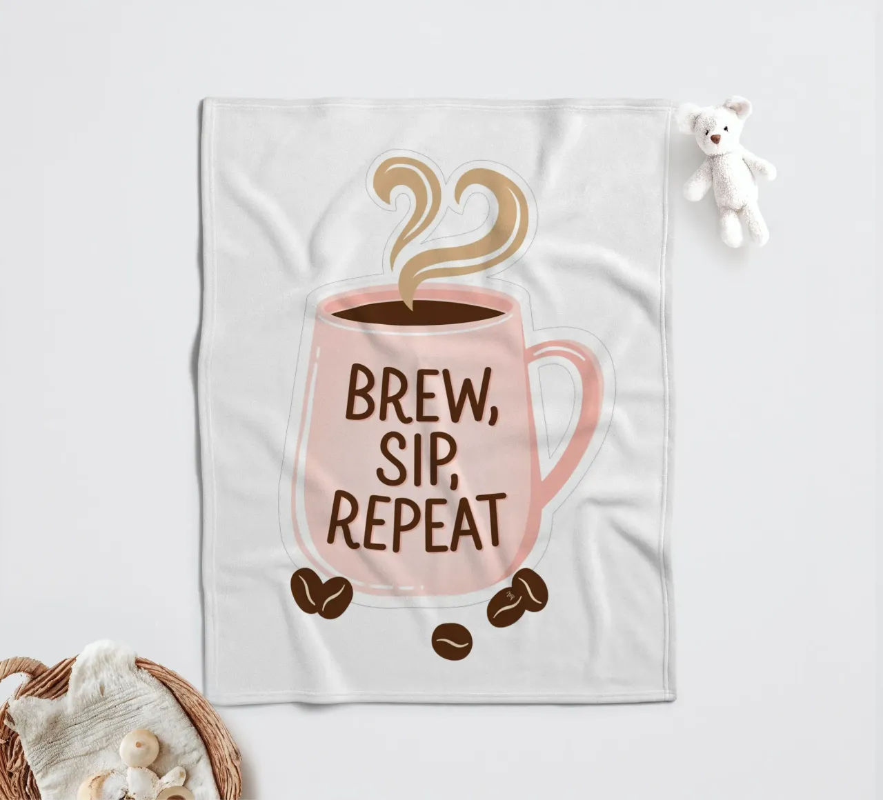 Koffiebeker zetten, nippen, herhalen fleecedeken van Martina