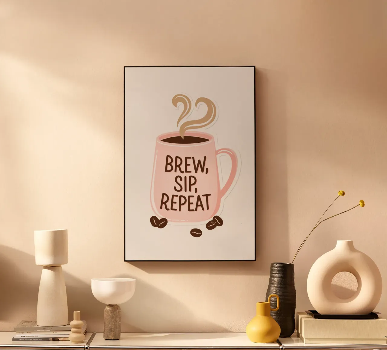 Tazza da caffè "Brew, Sip, Repeat". alluminio dibond da Martina