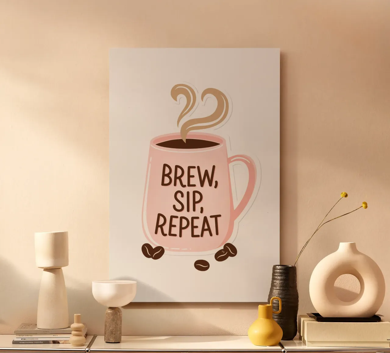 Tazza da caffè "Brew, Sip, Repeat". alluminio dibond da Martina