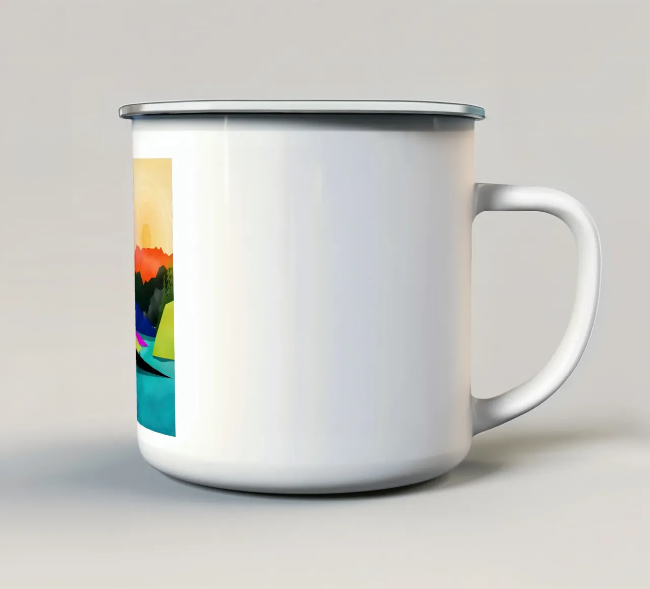 Setting Sun near the Peaceful River tazza in smalto da Lynn Janet