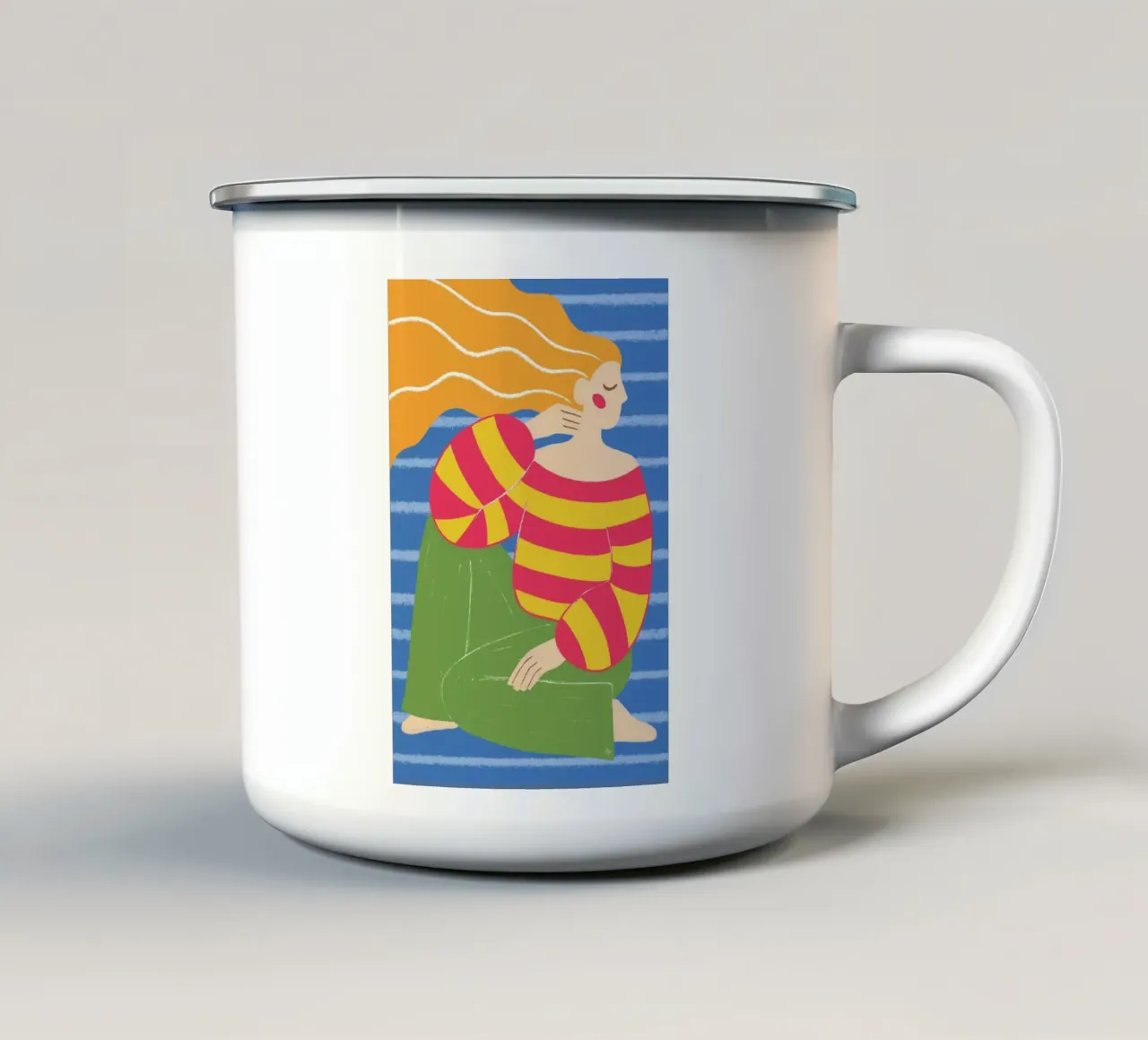 Bambina mod a strisce tazza in smalto da Martina