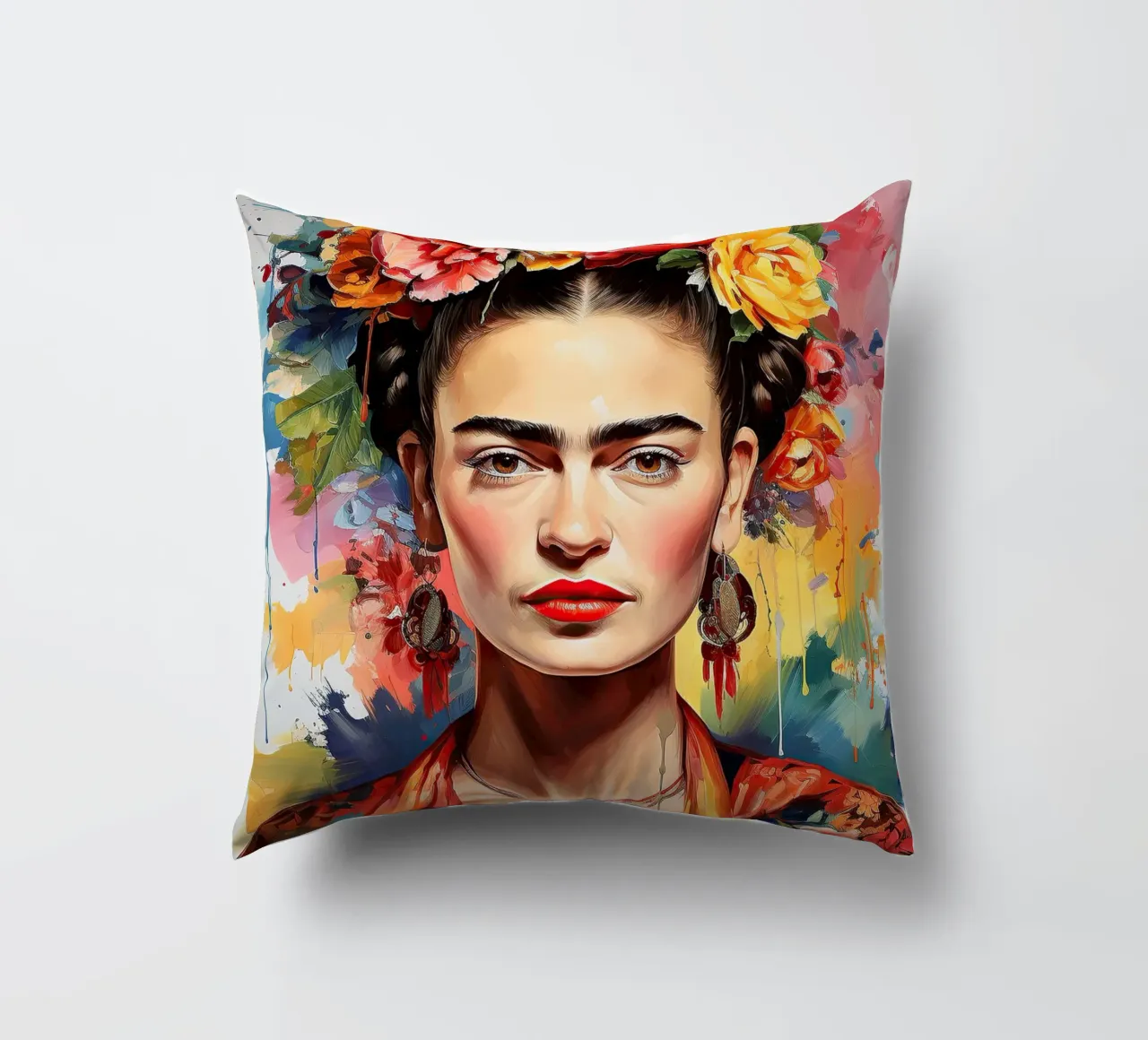 Frida Kahlo "Rebellion in Every Stroke" cuscino da Fantasias Florales