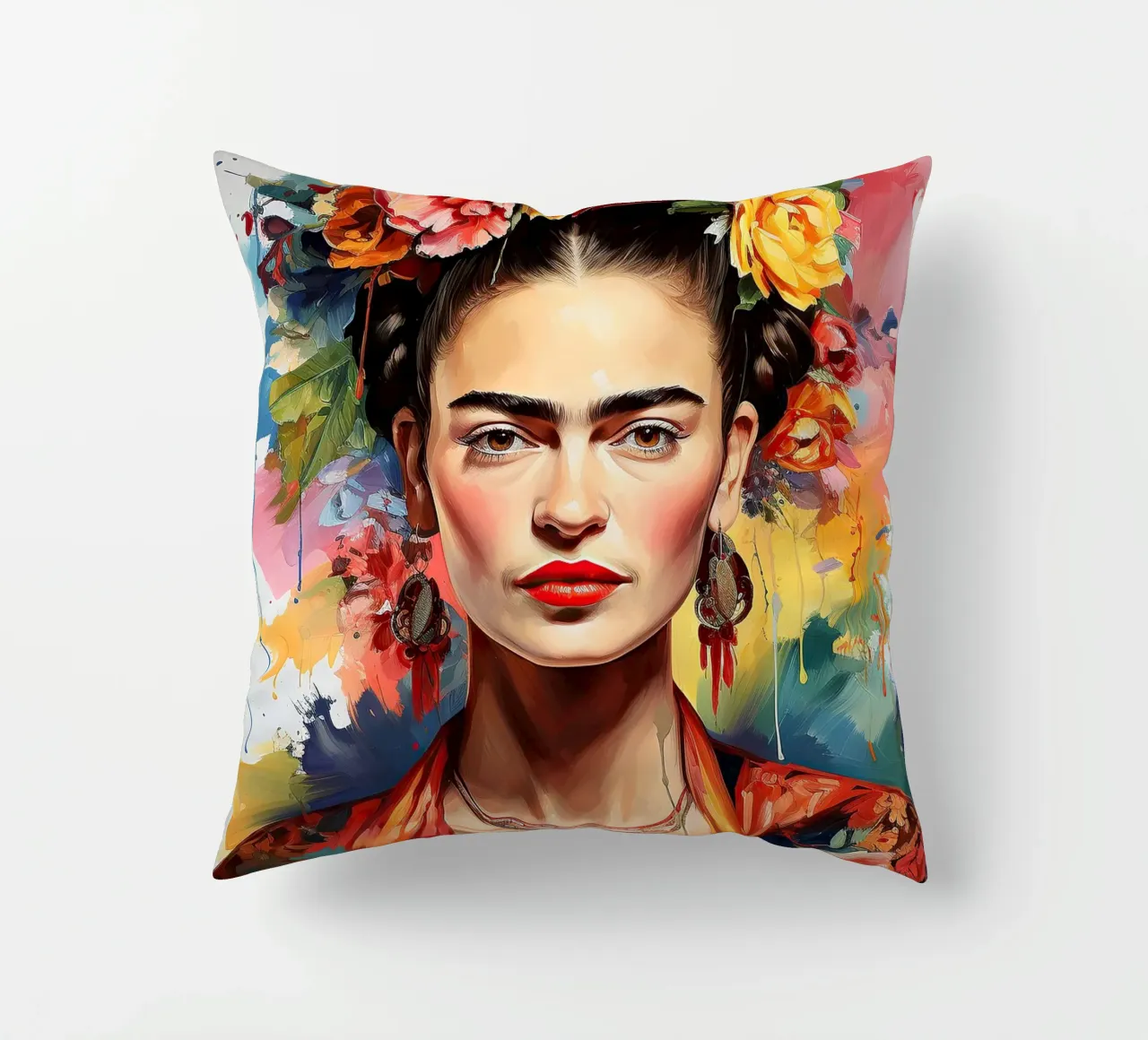 Frida Kahlo "Rebellion in Every Stroke" cuscino da Fantasias Florales