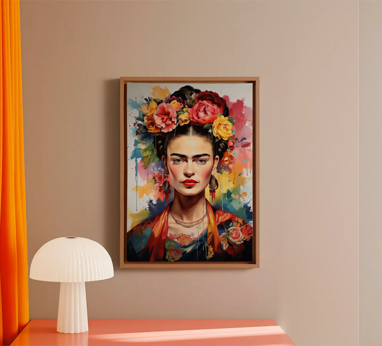 Frida Kahlo "Rebellion in Every Stroke" tela con Cornice a cassetta da Fantasias Florales