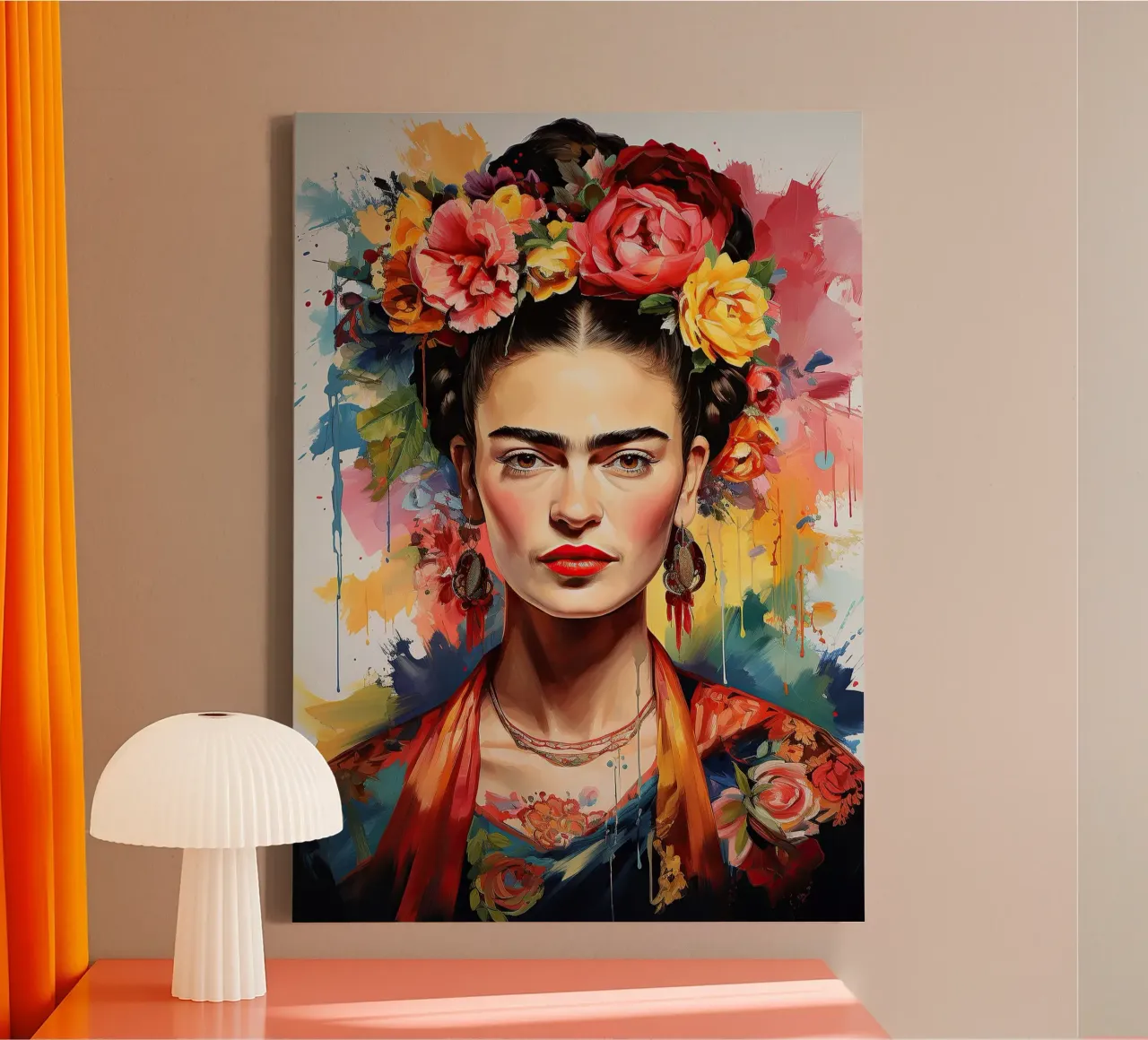 Frida Kahlo "Rebellion in Every Stroke" tela con Cornice a cassetta da Fantasias Florales