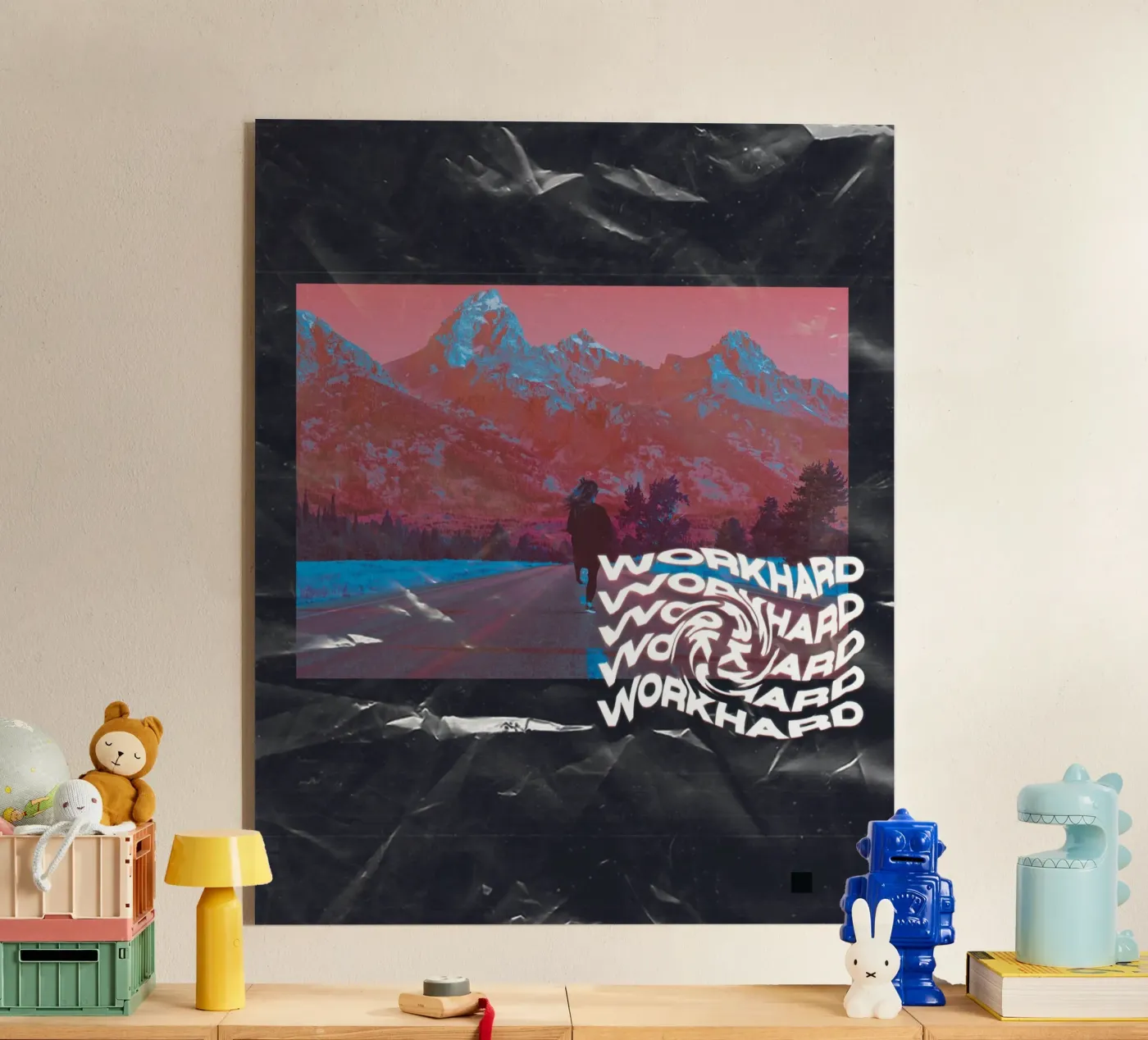 WORK HARD plexiglas de SMRT STUDIO
