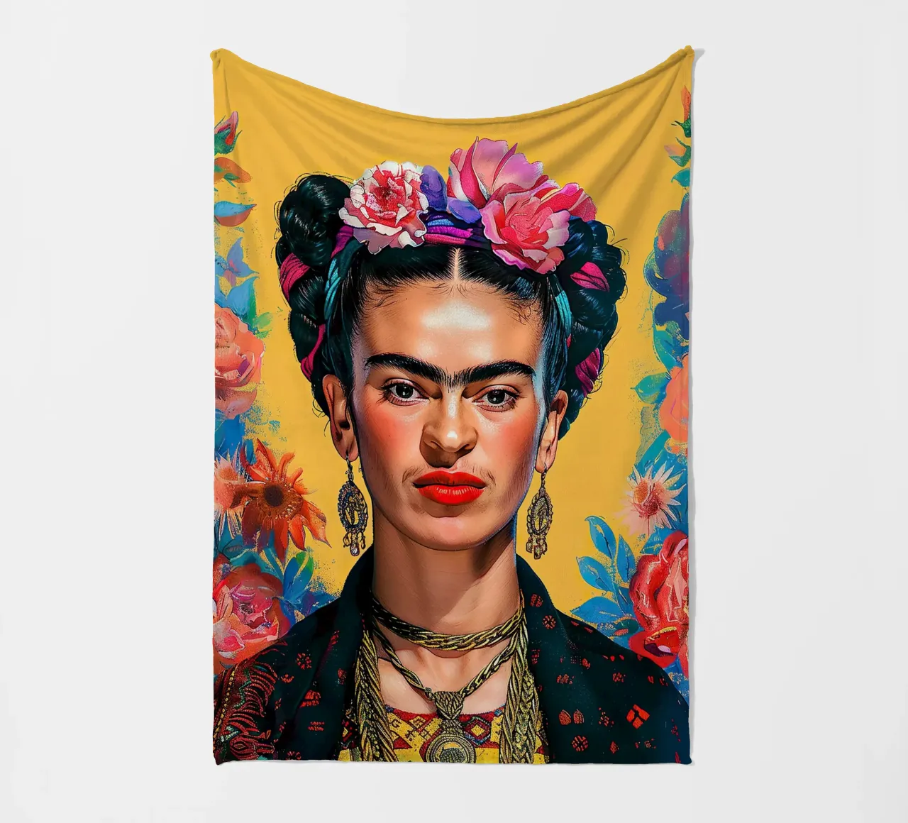 Frida Kahlo "Resilient Colors" coperta in pile da Fantasias Florales