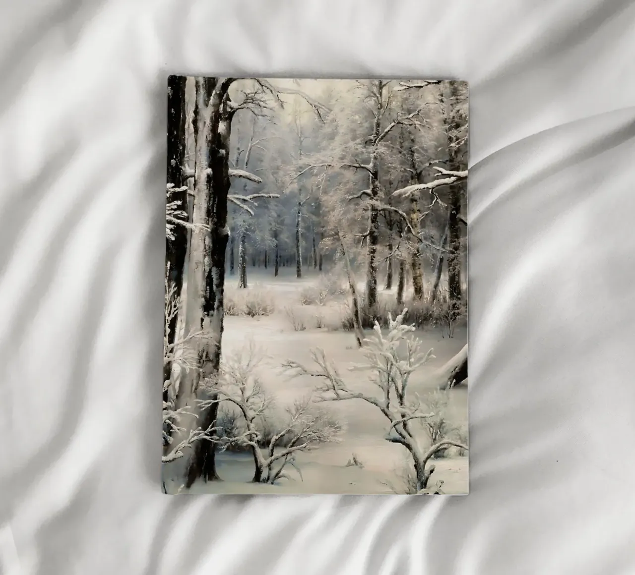 Enchanting winter forest with snow-covered trees in silence notebook by Christmas Vibes 2025