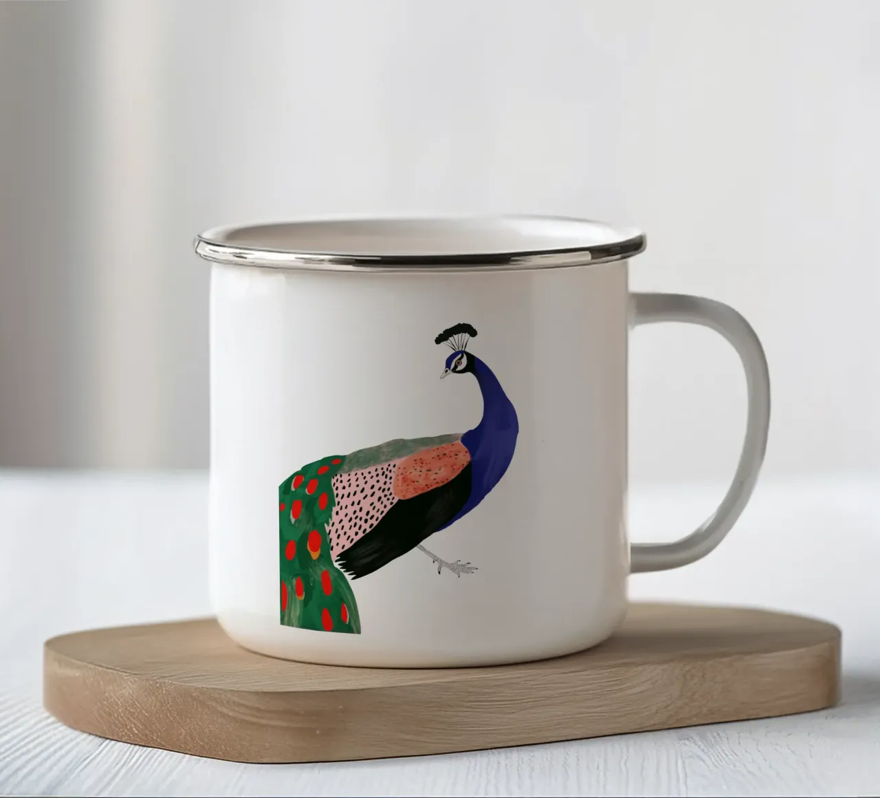 Adesivo di un bel pavone, abbigliamento tazza in smalto da ArtsySesta