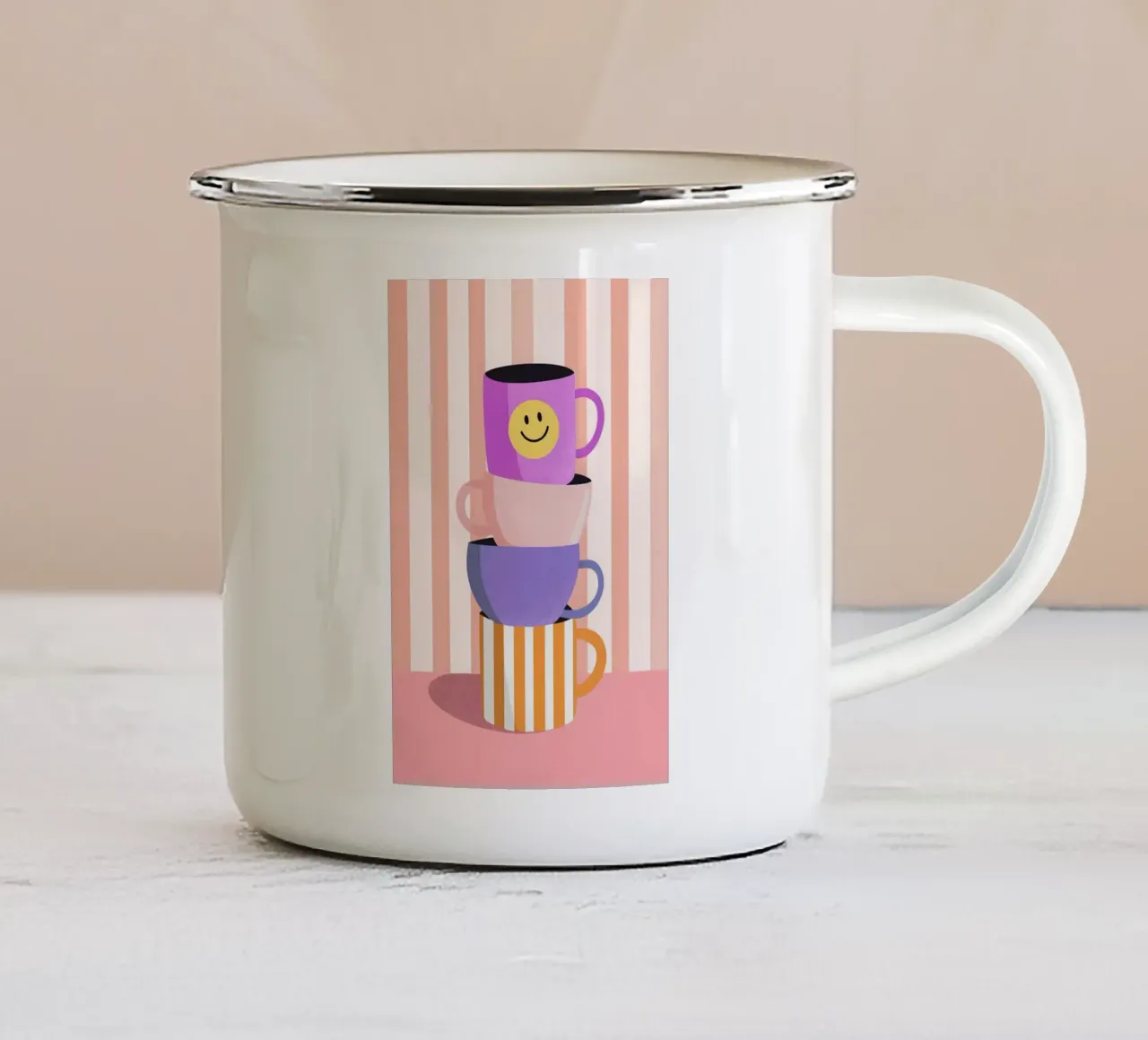 Stacked Smiley Mugs tazza in smalto da Vibrant Berry Studio