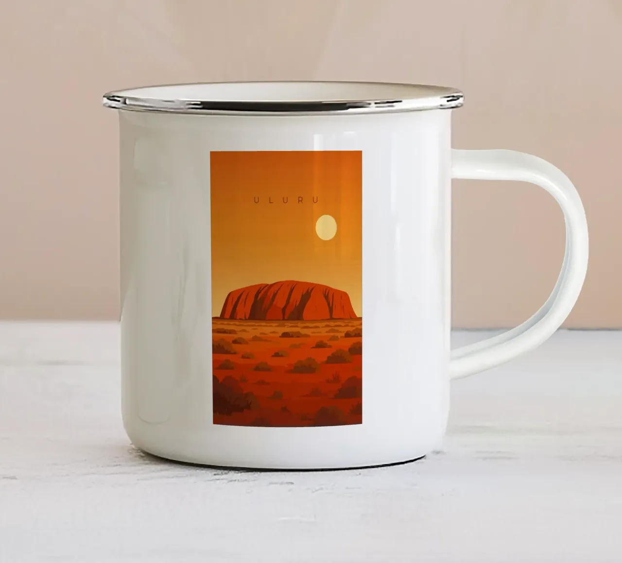 Uluru - Ayers Rock tazza in smalto da minimalist designs