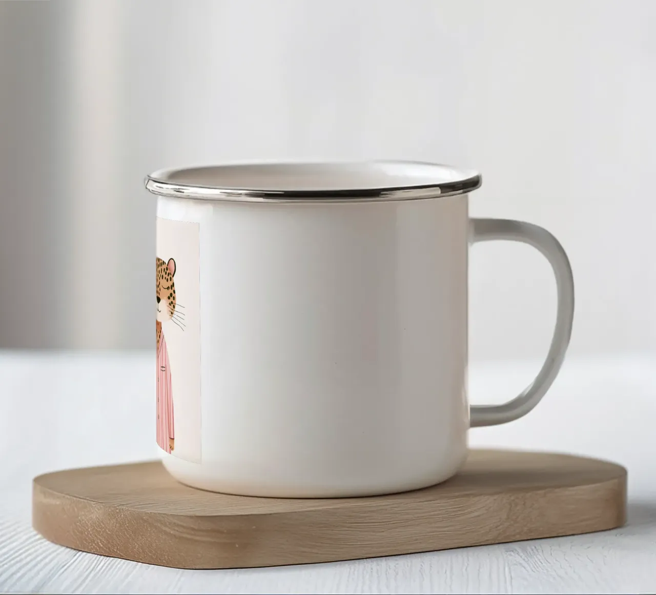 Ghepardo in pigiama tazza in smalto da Littleleo