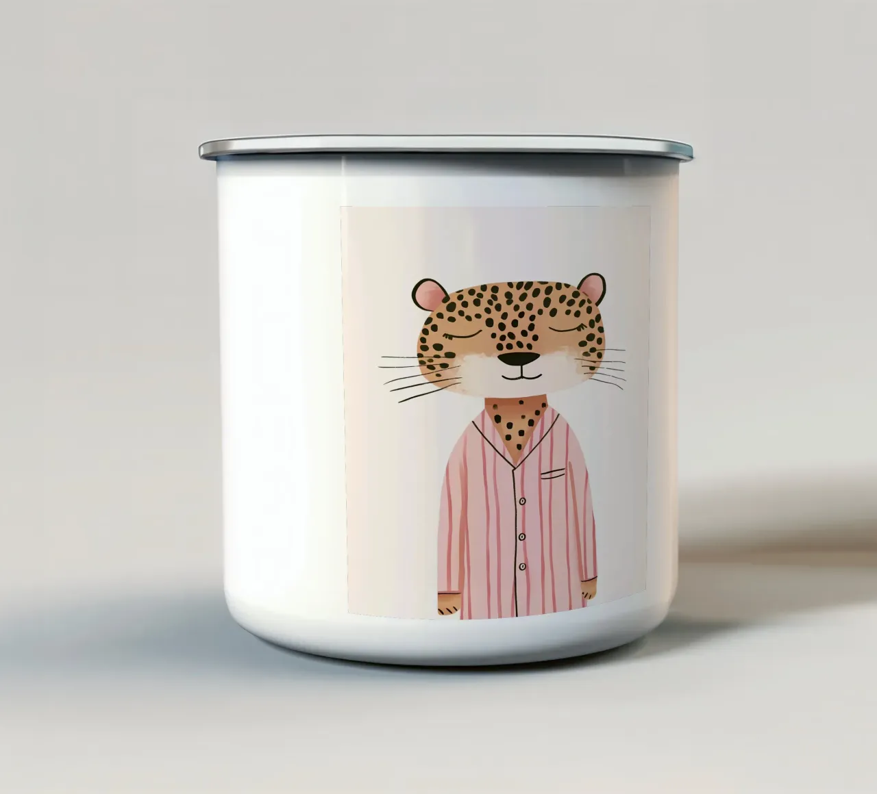 Ghepardo in pigiama tazza in smalto da Littleleo