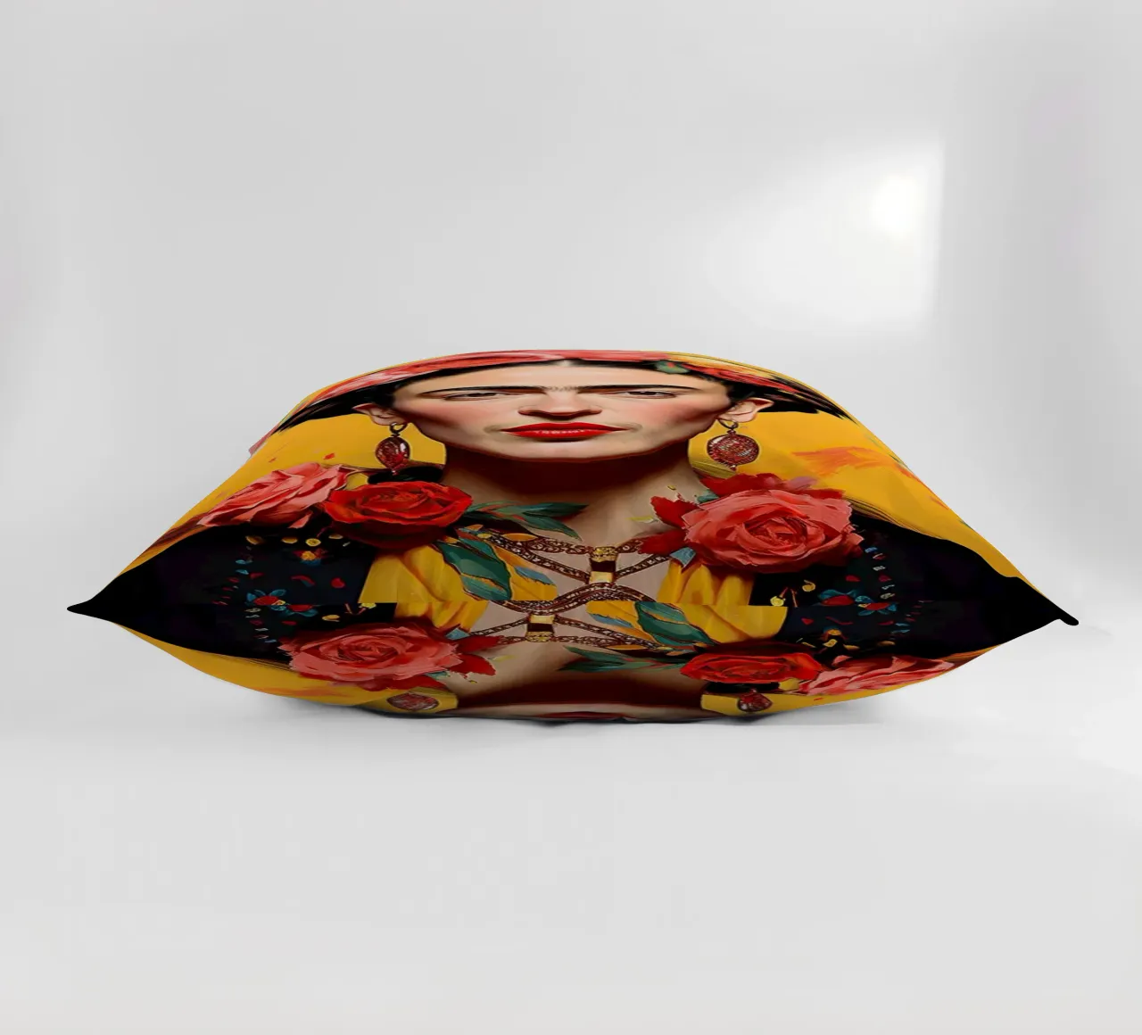 Frida Kahlo "Passion Unleashed" decorative cushion by Fantasias Florales