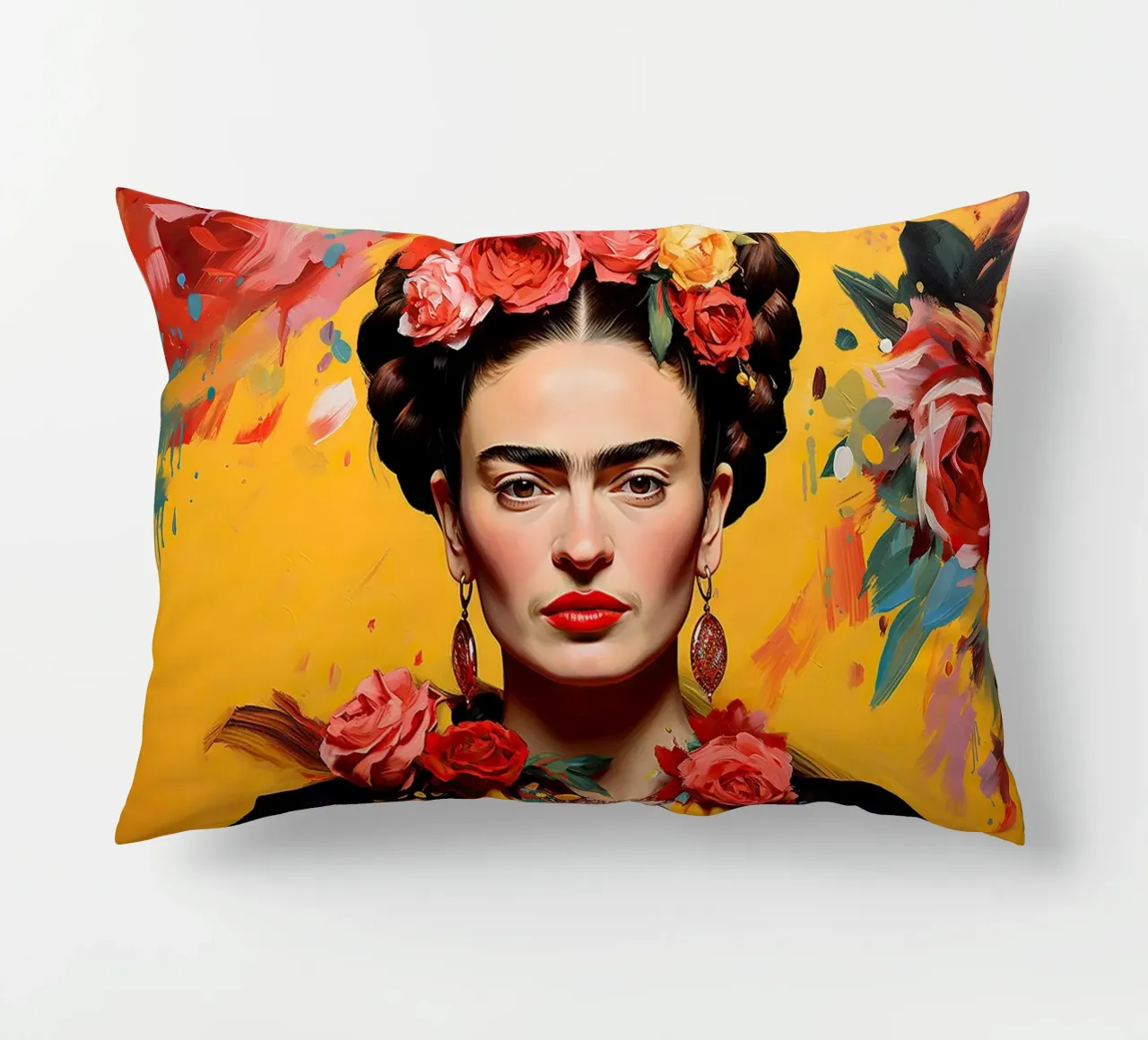 Frida Kahlo "Passion Unleashed" decorative cushion by Fantasias Florales