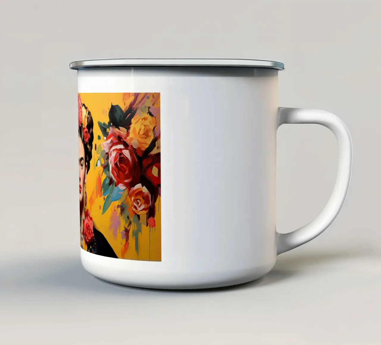 Frida Kahlo "Passion Unleashed" tazza in smalto da Fantasias Florales