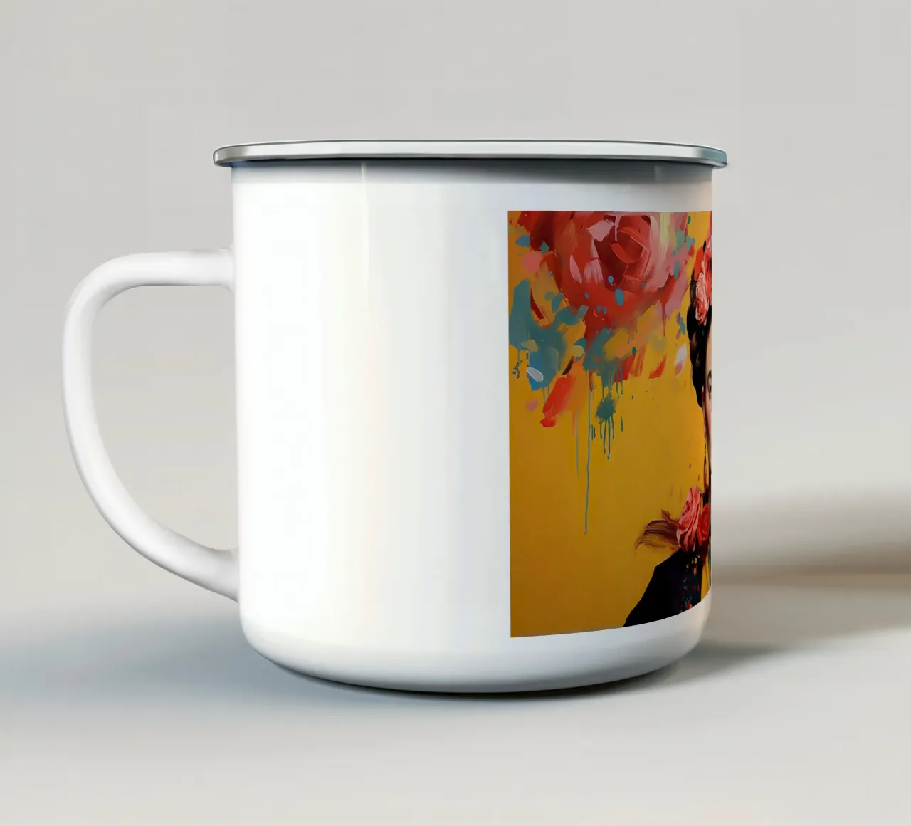 Frida Kahlo "Passion Unleashed" tazza in smalto da Fantasias Florales