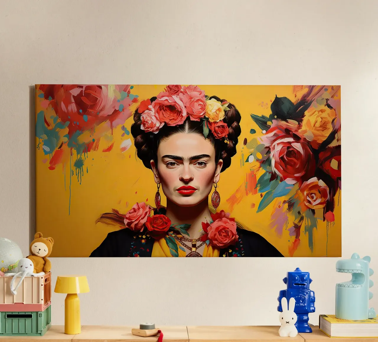Frida Kahlo "Passion Unleashed" tela con Cornice a cassetta da Fantasias Florales