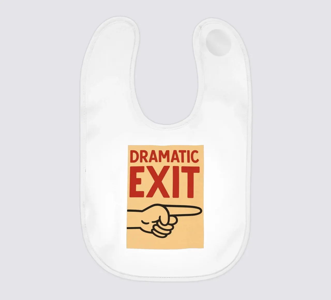 dramatic exit baby bib by the gendels