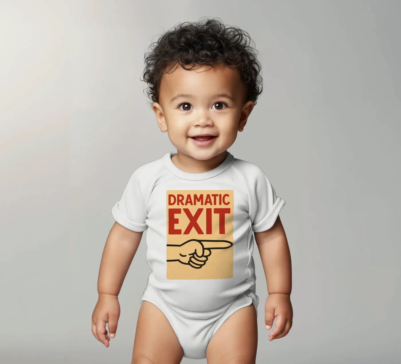 dramatic exit short-sleeve baby romper by the gendels