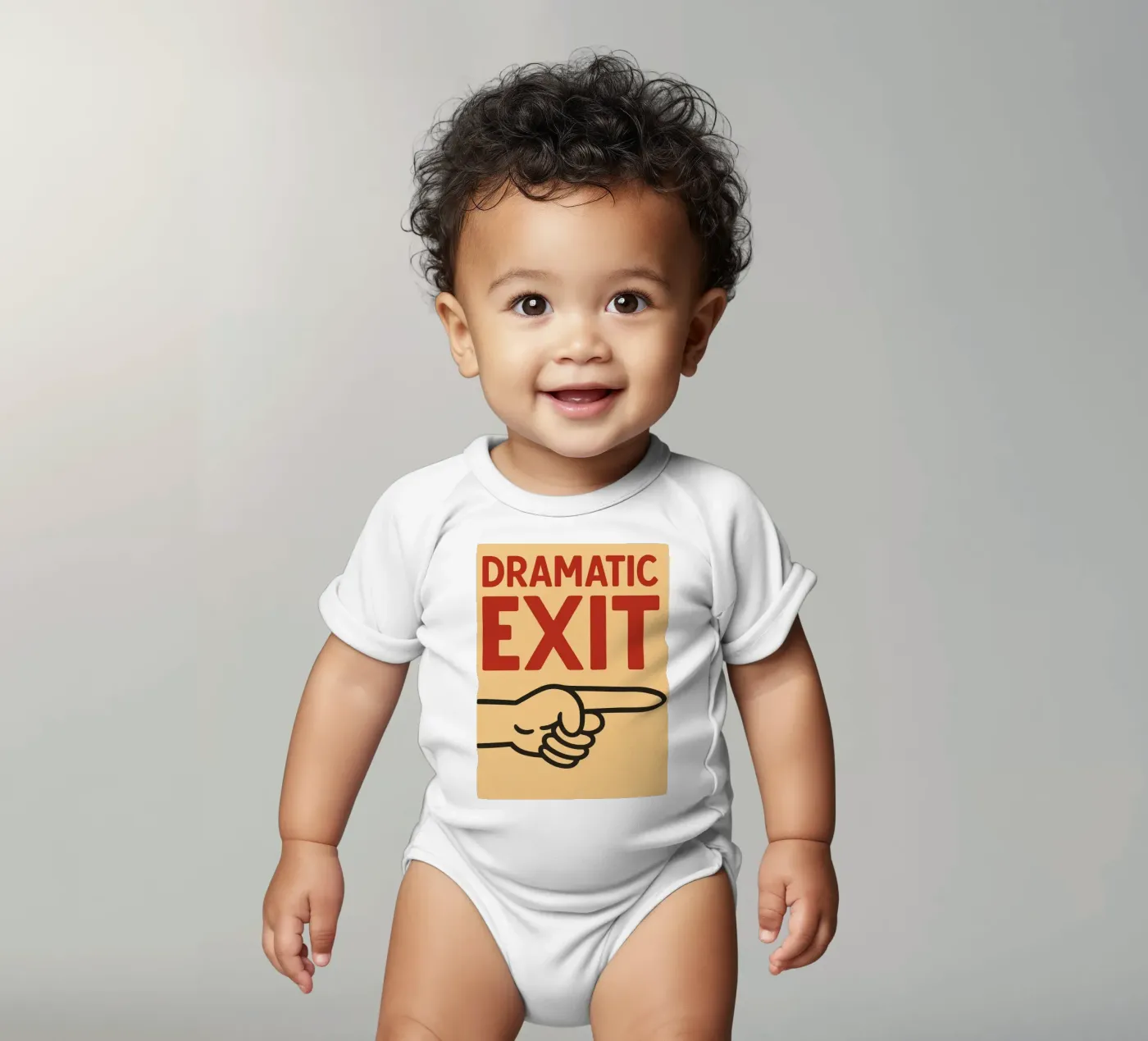 dramatic exit short-sleeve baby romper by the gendels