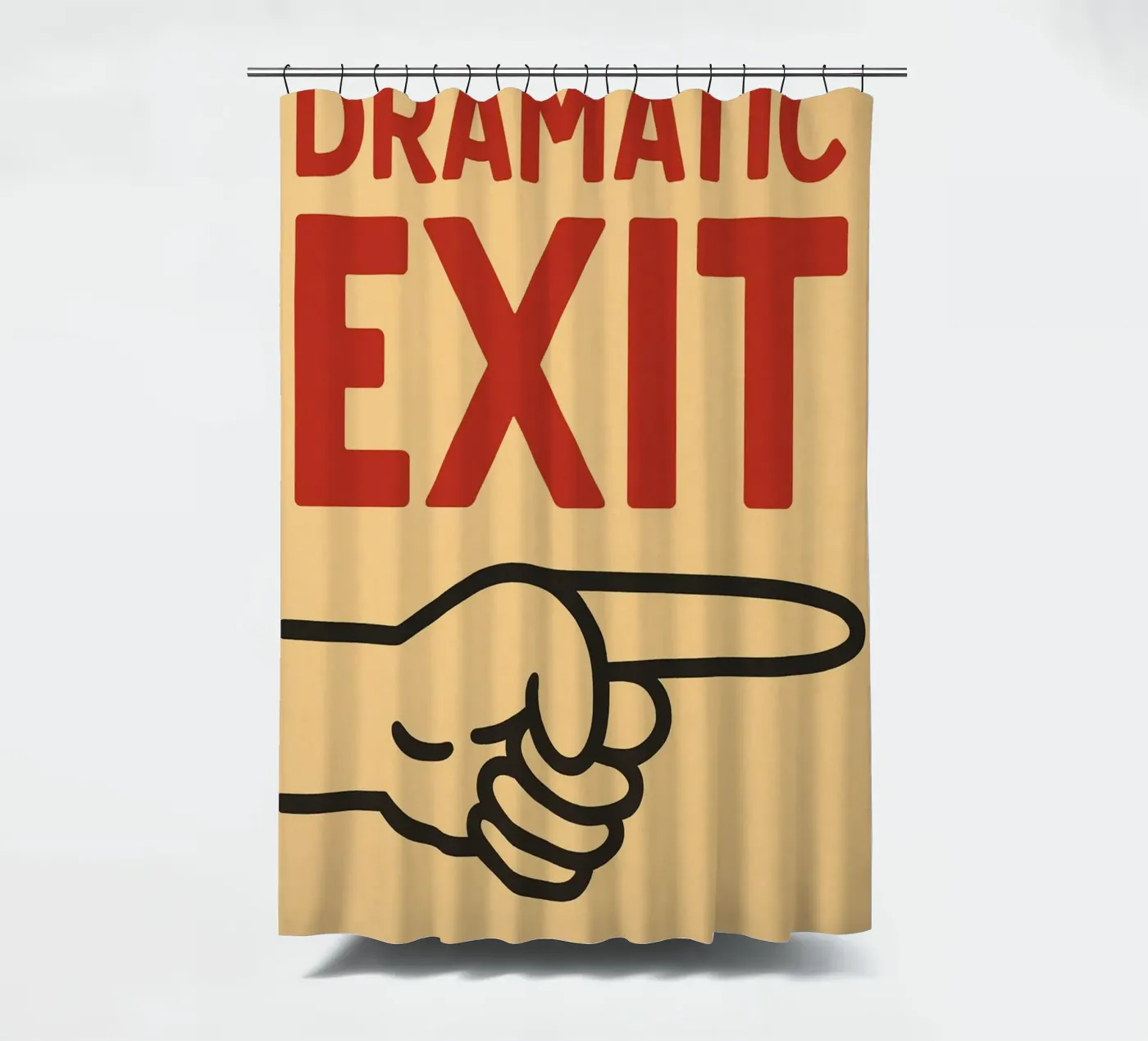 dramatic exit shower curtain by the gendels