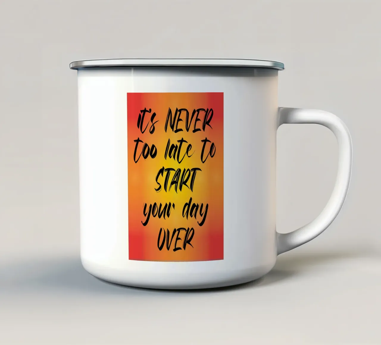 non è mai troppo tardi per iniziare tazza in smalto da the gendels