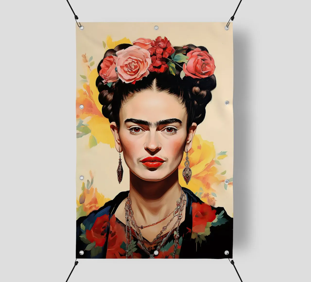 Frida Kahlo "Life in Vivid Color" telo in pvc da Fantasias Florales