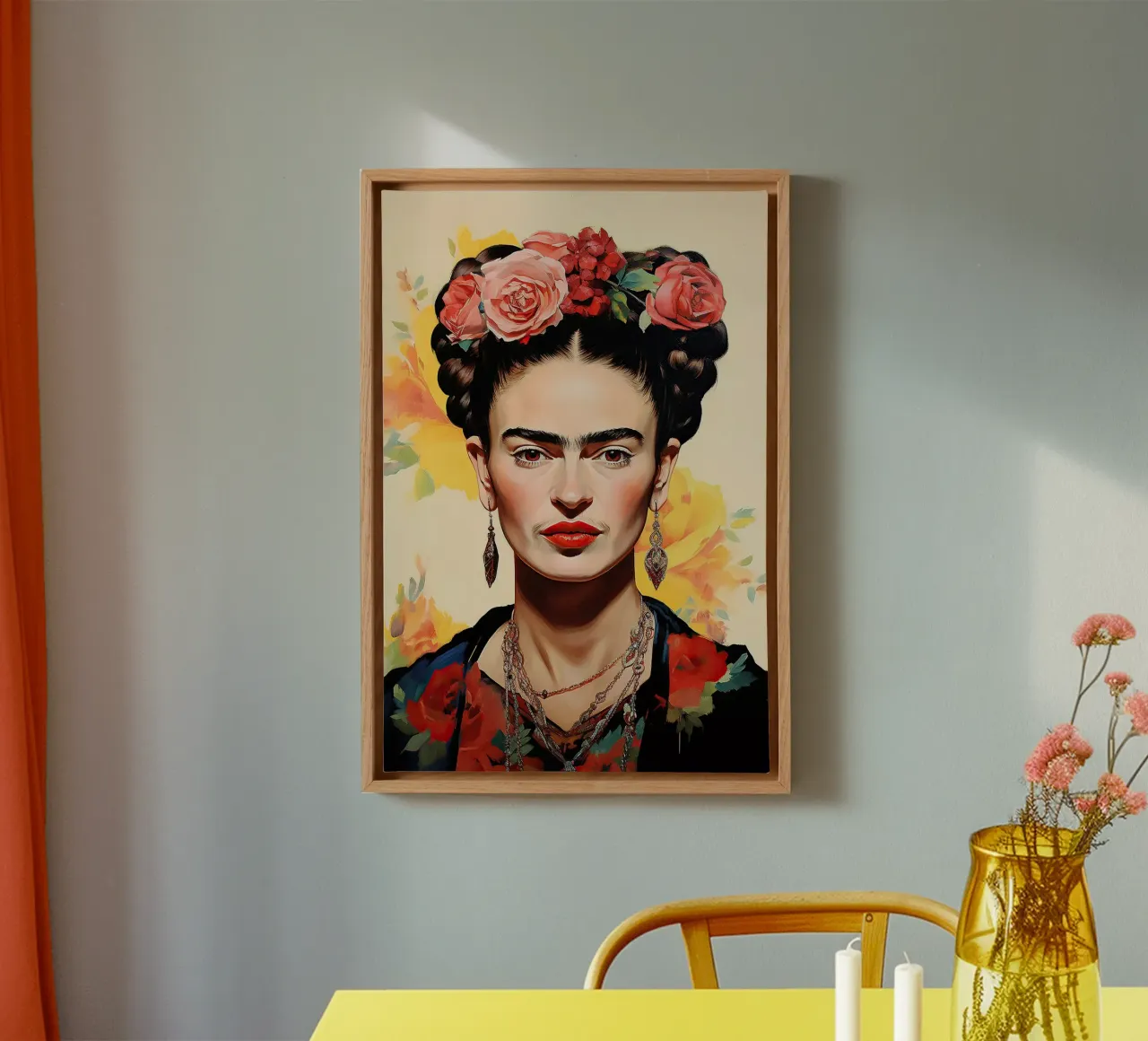 Frida Kahlo "Life in Vivid Color" tela con Cornice a cassetta da Fantasias Florales