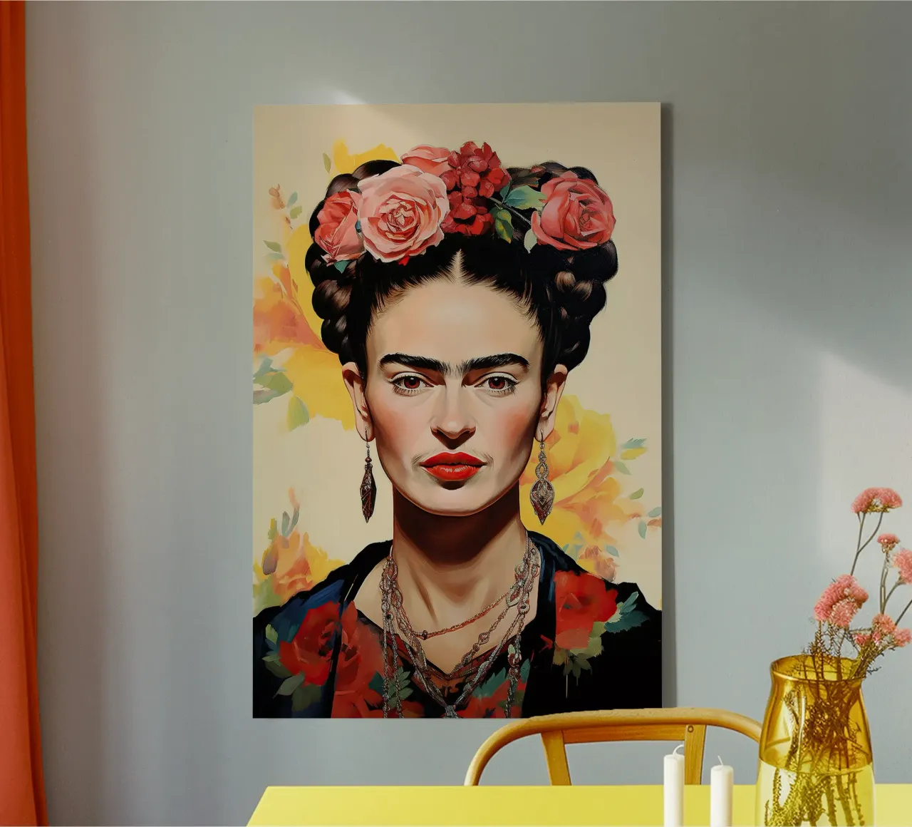 Frida Kahlo "Life in Vivid Color" tela con Cornice a cassetta da Fantasias Florales
