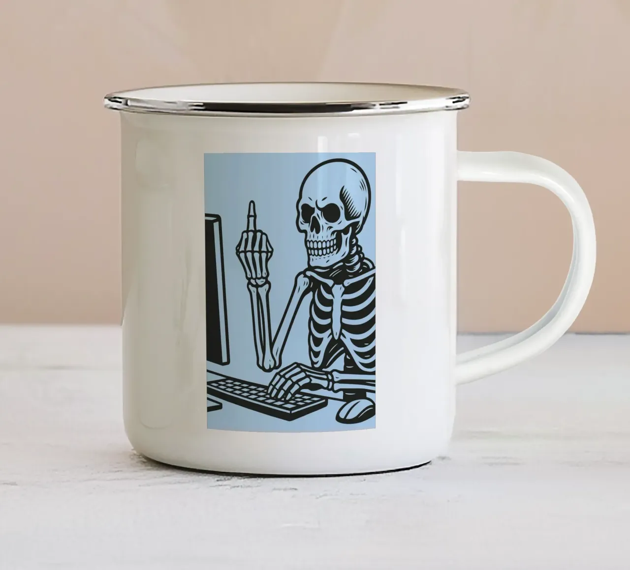 ufficio scheletro tazza in smalto da the gendels