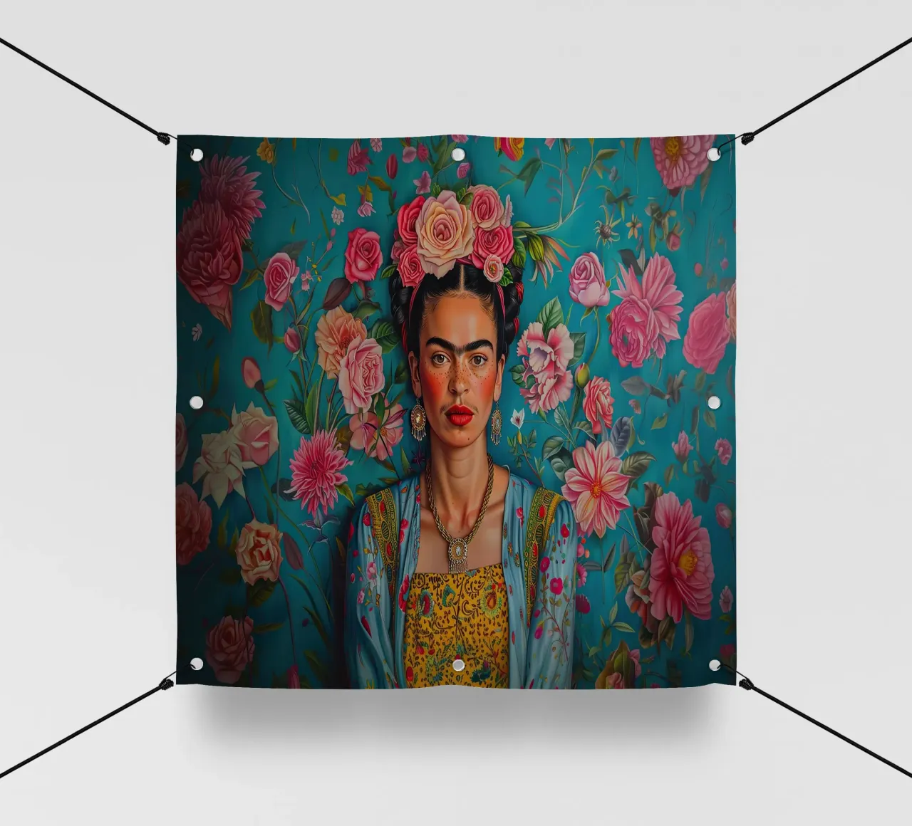 Frida Kahlo "Strength and Sensibility" telo in pvc da Fantasias Florales