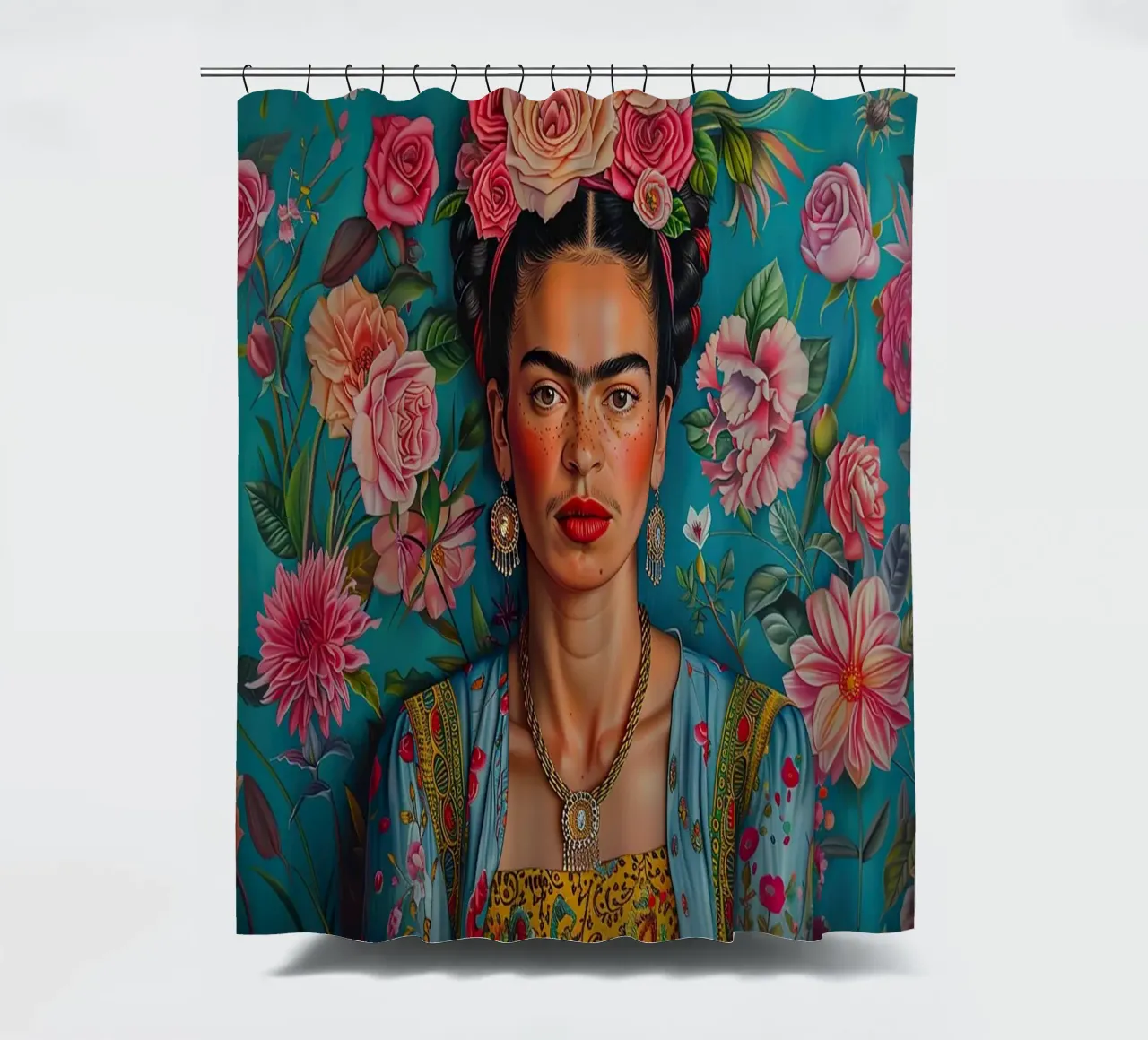 Frida Kahlo "Strength and Sensibility" Duschvorhang von Fantasias Florales