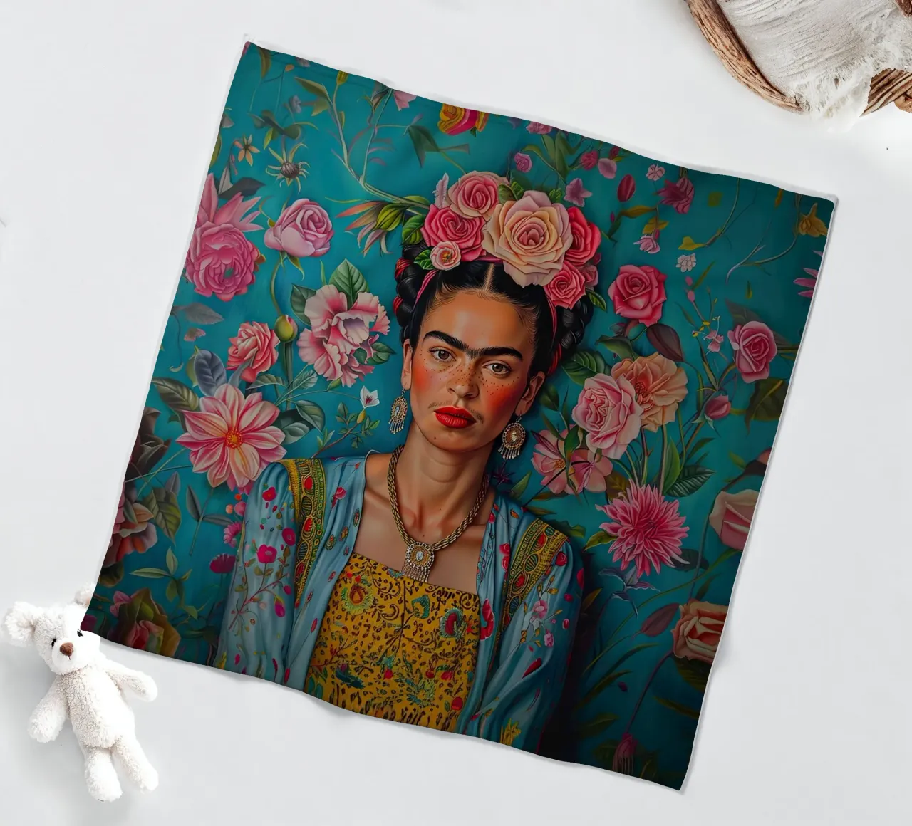 Frida Kahlo "Strength and Sensibility" coperta in pile da Fantasias Florales