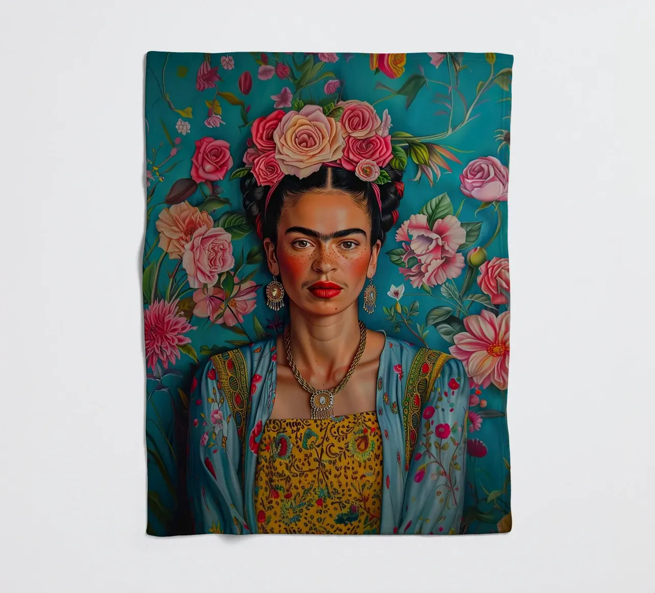 Frida Kahlo "Strength and Sensibility" coperta in pile da Fantasias Florales