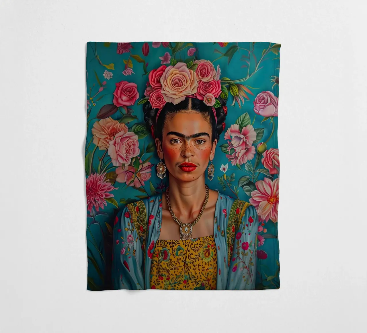 Frida Kahlo "Strength and Sensibility" coperta in pile da Fantasias Florales