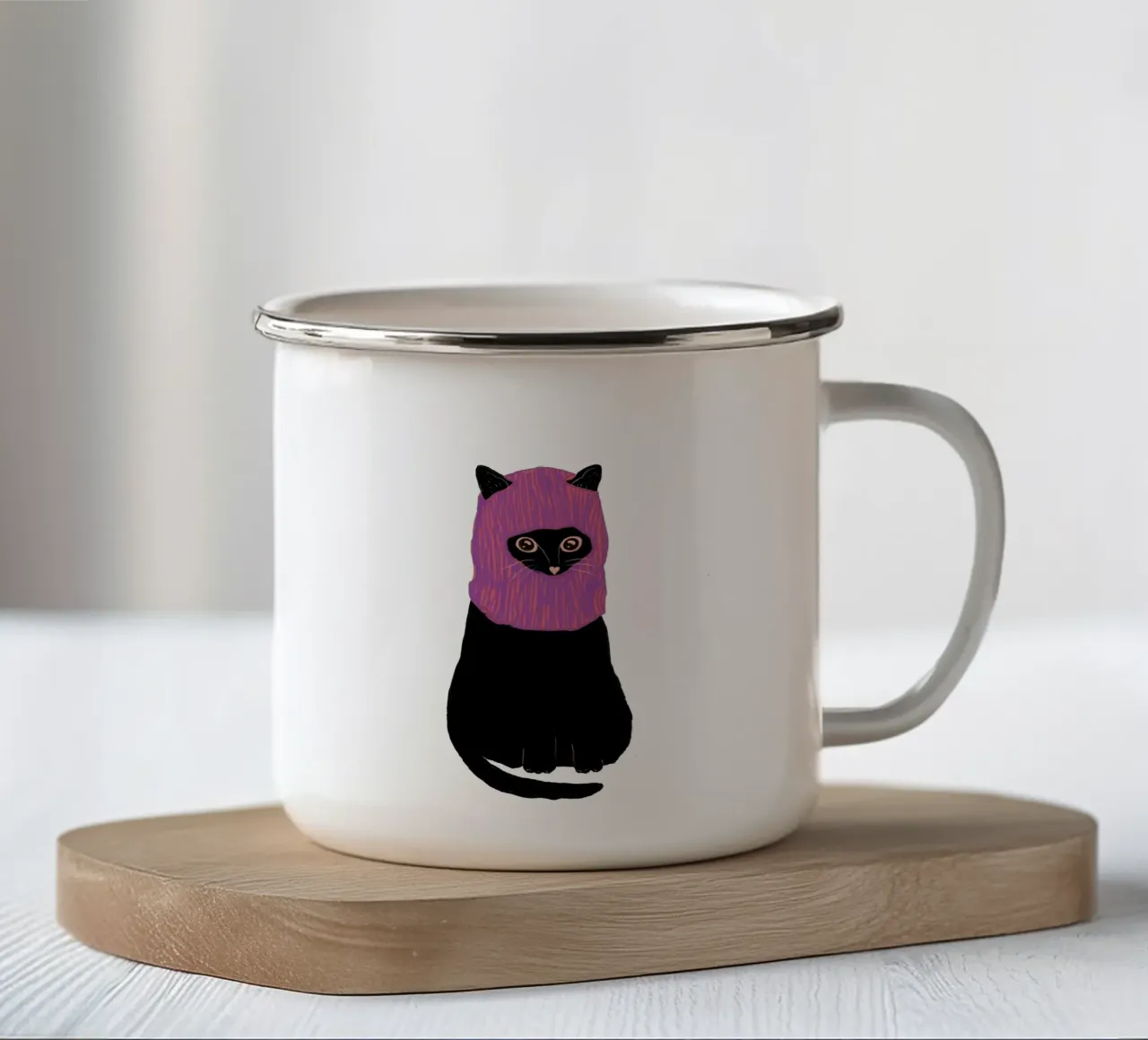 Gatto ribelle tazza in smalto da Illustration Raissa Oltmanns